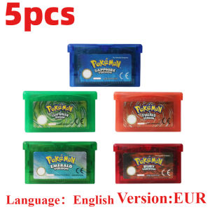 Bandai | New Pokemon GBA 6 Languages Game Card 32 Bit Video Game Console Cartridge FireRed LeafGreen Ruby Sapphire For DS/NDS/GB Toy Gift
