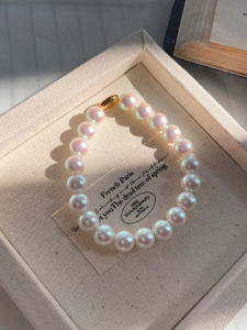 14K Gold Plated Akoya Colorful Pearl Bracelet Elastic Rope Baroque Style Fashionable Luxury Small Niche Design Jewelry