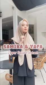 ZIPPER SQUARE INSTANT Yafa & Samika / Hijab Instan Segiempat Resleting Premium / Jilbab Segitiga 2 Layer / Khimar Ceruty Babydoll Heavy Chiffon / Kerudung Segi Empat Sleting / Shawl Ukuran Standar Jumbo Syari Ceruti Babydoll