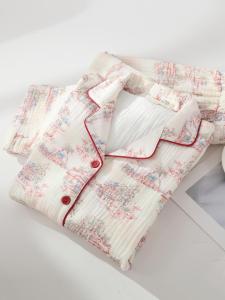 2024 New Pure Cotton Flannel Sleepwear Womens Thickened Home Clothes Set with Edge Treatment Spring Autumn Winter Home Leisure