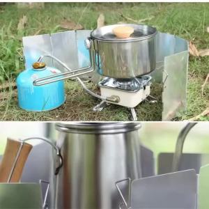 1pcs Outdoor Stove Wind Shield 9 Plates Foldable Camping Windscreen Gas Cooker Wind Deflector Camping Stove Accessory