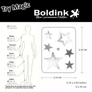 Boldink Star Tattoo Patch Set| 7 Unique Star Designs | 1-2 Week Durable Waterproof