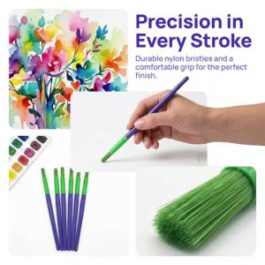 3/6/10Pcs Color Paint Brushes Thick Grip Nylon Hair for Acrylic Watercolor Non-Shedding DIY Art Supplies