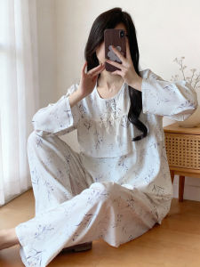 KASIHAN | Floral Cotton Satin Pajama Set Loose Comfort Wearable