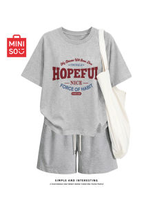 Miniso | Summer Pure Cotton Short Sleeve and 5-Piece Pant Suit for Women