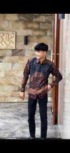 KEMEJA PREMIUM ABSTRAK COKLAT BATIK FLORIST