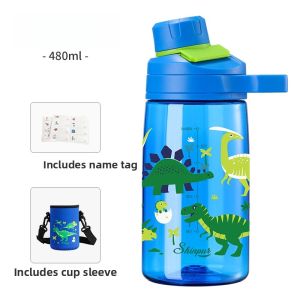 BTIF Summer Childrens Straw Cup Portable Anti-fall Water Bottle Kindergarten Special Use Student School Water Cup Cartoon Design