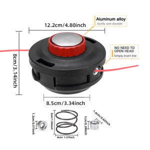 1Pc New Bearing Weeding Head Mounting Hole M10X1.25Mm with 1 High-Quality Spring and 2 Rope Outlet Aluminum Buckles More Durable Bearing Design No Need to Open the Cover to Thread the Cord Easy to Release the Cord with Light Pressure High-Tempera...