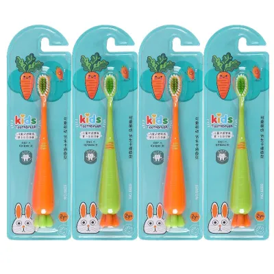 4PCS Childrens Toothbrush Cartoon Carrots Standable Toothbrush For Infants And Toddlers Toothbrush For Kids 2-12 Years Old