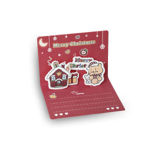 Cute Christmas 3D 3D greeting card Christmas cartoon blessing message small card creative birthday card postcard