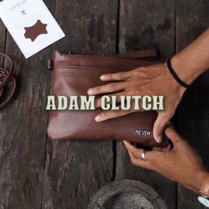Clutch Handbag Pria Kulit Sapi Lembut Halus Mewah Keren Awet 6 Slot Kartu Bisa Jadi Slingbag