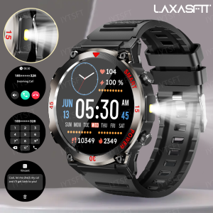 laxasfit | New Smart Watch 1.52 Inch HD Screen Sport LED Flashlight Heart Rate Fitness Tracker Bluetooth Call Smartwatch Men
