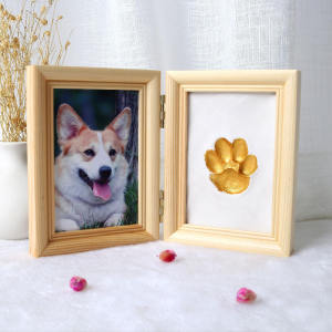 Memorial Pet Paw Print Inkpad DIY Footprint Photo Frame Wooden Stand Dog Paw Print Cat Footprint Keepsake Display Baby Souvenir
