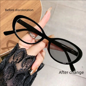 Light-sensitive Color-changing Anti-blue Light Myopia Glasses Fashionable Minimalist Style Slimming Non-face Myopia Glasses 6083