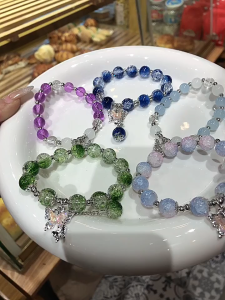 GELANG KRISTAL MANIK-MANIK WARNA PASTEL KAWAII KOREAN STYLE / GELANG BEADS MANIK-MANIK KUPU-KUPU