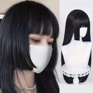 Tự Nhiên Dài Thẳng Đen Tổng Hợp Tóc Giả Với Bangs Cho Nữ Chịu Nhiệt Lolita Cosplay Tóc Tóc Giả Hàng Ngày Đảng Sử Dụng
