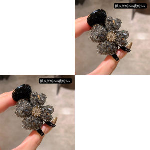 Full Drill Lucky Grass Hair Clip Flower Shaped Womens Bun Hair Accessory High Ponytail Fixing Tool Hair Claw Fashionable Korean Style