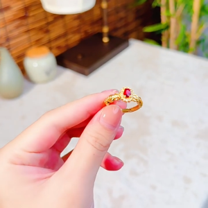 Chard Wake Cincin Wantia Original Korea Vintage Red Gemstone Ring Cewek