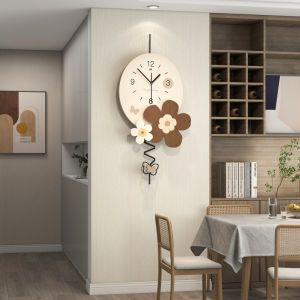 Minimalist Nordic Series Art Flower Wall Clock Hot Sale Home Living Room Simple and Fashion Retro Creative Vintage Clock Decorations 34x70cm