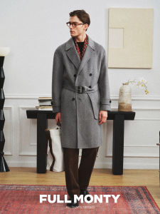 Mens Business Casual Double Breasted Wool Coat