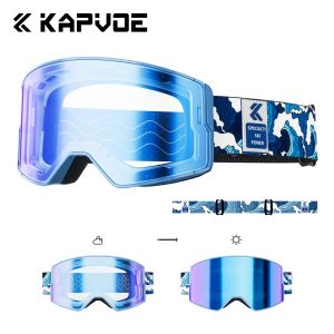 kapvoe | KAPVOE Ski Goggles Double Layer Anti Fog Snowboard UV400 Goggles Winter Ski Windproof Anti Glare Snow Sports Protection Glasses