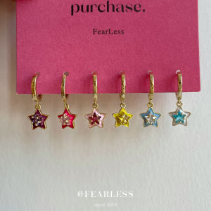 ต่างหูรูปดาวสีสันสดใสขนาดเล็กและหรูหราสำหรับผู้หญิง เครื่องประดับแฟชั่นฤดูร้อน เครื่องประดับแฟชั่นสไตล์เกาหลี