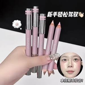 Double Ended Highlighter Contour Stick For Face Nose Shadow Waterproof Long Lasting Creamy Smooth Natural Matte Pink Contour Pen