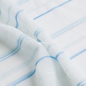 ผ้าชีฟองโปร่งลายทางสีขาวและน้ำเงินสำหรับเสื้อผ้าฤดูร้อน ผ้าชีฟองโปร่ง ผ้าตาข่ายชีฟอง ผ้าสำหรับตกแต่งบ้าน ผ้าสำหรับทำเสื้อผ้า ผ้าชีฟองโปร่ง