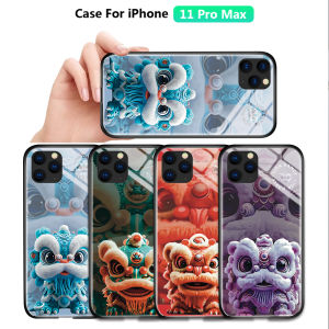 Hontinga เคสปลอกสำหรับ Samsung Galaxy S22/23/21S24/24+/S23+/S22+/S21+FE 5G S8/S7 บวก หลากสีสิงหโตเต้นเคส โทรศัพท์เคสหลังกระจกนิรภัยเคสแข็ง