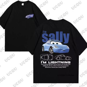 Lightning Mcqueen and Sally Print Couple T-shirt For Men Women Summer Cotton Short Sleeve Tees Oversized Clothes Casual Tops