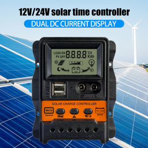 Dual USB LCD Solar Charge Controller 12V 24V for Solar Panel Battery Management with LCD Display and Overcharge Protection