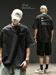 Áo Thun Nam Tay Ngắn Cổ Tròn Màu Trắng Phong Cách Mỹ Thường Ngày Mùa Hè Cotton Thoáng Khí in Chữ Tay Ngắn Dài Vừa Phải