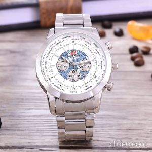 Jam Tangan Pria Swiss Army Rantai dengan Tanggal SA 7623 Silver white - Kualitas Terbaik untuk Tampilan Elegan