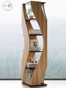 Rotate Bookcase 360 Degrees Bookshelf Floor Creative Modern and Simple Accessible Luxury Office Living Room Scandinavian Storage Corner Cabinet