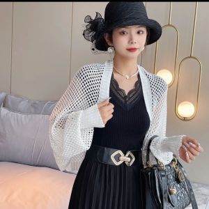 Khăn Choàng Lụa Băng Cao Cấp Dệt Kim Hở Lưng Khoét Rỗng Ôm Vừa Vặn Thời Trang Đa Năng Mùa Hè Cho Nữ