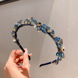 Fancy Crystal Headband with Same Style Hairpin Female Elegant French Retro Headband Gallop Face Wash Easiest for Match Hair Accessories