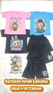 Joykids Setelan Kaos Anak anak Labubu Cute Usia 1-10 Tahun / Stelan Fashion Anak Labubu Cute
