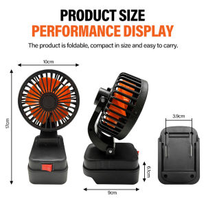 Portable Outdoor Folding Fan with Makita Battery Compatibility Large Capacity Ultra-Long Battery Life 90° Multi-Angle Adjustment Compact Size Removable Battery Low Noise Quiet Operation.