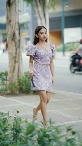 ZEALO Carmen PADDED Coordinates Puff Sleeves Crop Top and High Waist Skort Terno Set Embossed