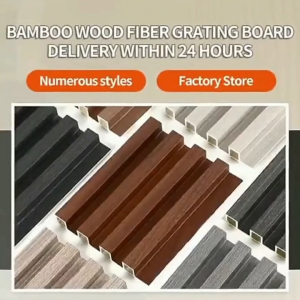 SRF 30PCS Solid Wood wall panel PVC Grille Waterproof Design TV Background Wall Decor Fluted Panel