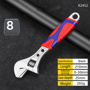 8/10/12 Inch Adjustable Wrench Wide Jaw Universal Spanner Multi-function Plumbing Pipe Tool Bathroom  Motorcycle Repair Tool