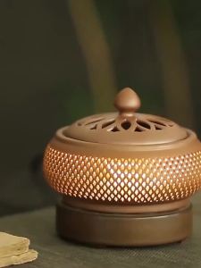 Enamel Purple Sand 110V/220v Plug-in Electric Incense Burner Ceramics Timed 50-300° Essential Oil Stove Meditation Fragrant