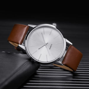 2025 Men Watches Top Brand Luxury Brown Leather Band Quartz Wristwatch Mens Casual Simple Watch Wrist Male Clock Reloj Hombre