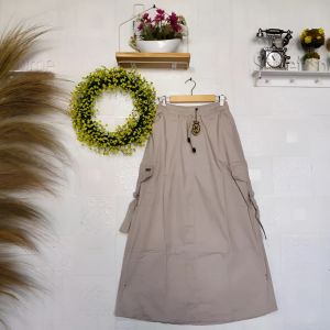 Rok Cargo Wanita Twil Terbaru / Rok Cargo Pinggang Karet / Cargo Wanita Panjang