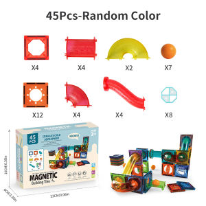 Light Magnetic Tiles Building Blocks for Kids 3D Clear Educational STEM Building Toys Magnetic Marble Run Blocks Toys for Kids