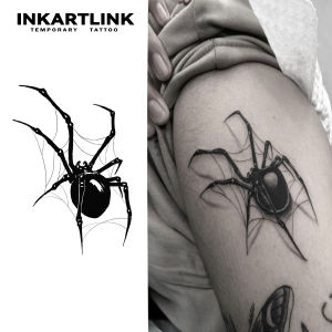 Spider Temporary Tattoo Sticker Realistic Waterproof Design Semi-Permanent Lasts 15 Days Scary Fake Tattoo for Halloween