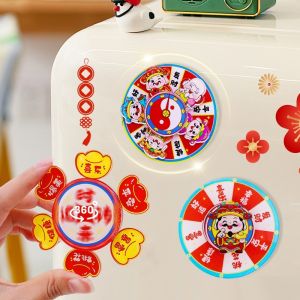 Chinese Style New Year Rotating God of Wealth Magnetic Refrigerator Stickers 2025 Spring Festival Home Party Decoration