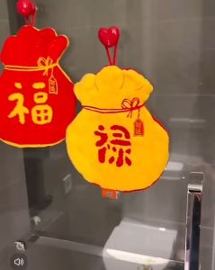 2025 New Year Face Towel Cute Lucky God of Wealth Printing Hanging Hand Towel Soft Bathroom Towels
