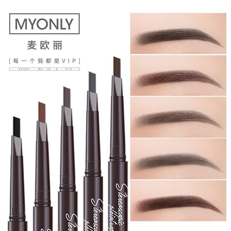 MYONLY® Pensel kening👁️麦欧丽眉笔 Eyebrow Pencil Make-up Natural Long-lasting Double-headed Eyebrow Pencil立体多效三角一字眉笔