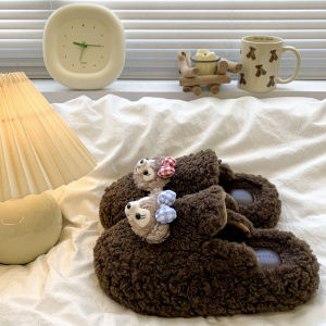 Shirley Cotton Slippers Autumn Winter Anti-Slip Women Plush Slip-On Cute Indoor Home Outdoor Wear New 2025 Korean Style